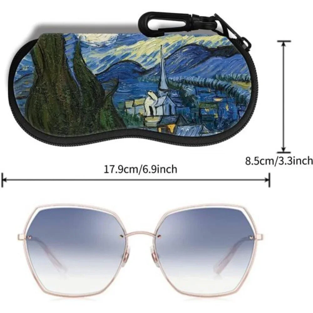 Sunglasses case portable neoprene zipper case  safety eyeglasses box with clip